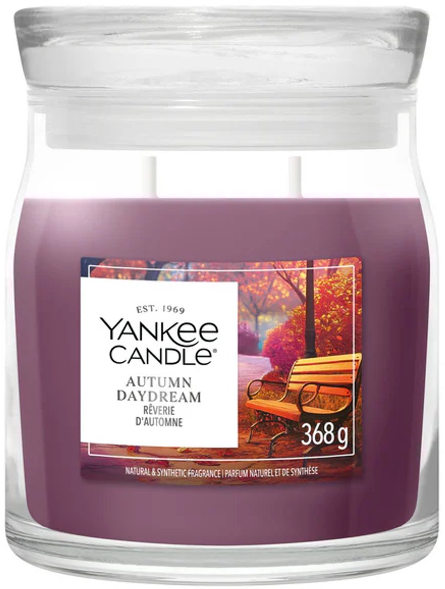 Bougie Yankee - bougie parfumée de taille moyenne, rêverie d'automne - 50 heures de combustion - 2 mèches
