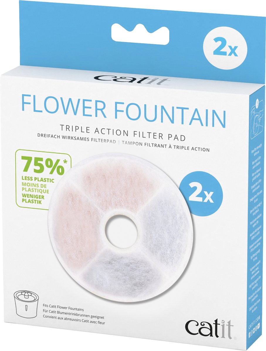 Catit - filtres pour fontaine à eau - cat - ca cartouche sans cadre triple action 2pcs - 14x14x1,5cm - 2pcs