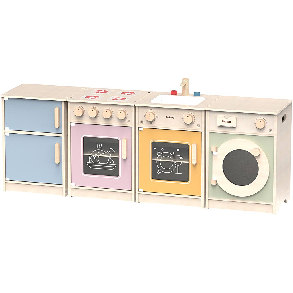 Viga mini cuisine ludique, h: 50(56,9) cm, l: 130 cm, l: 30 cm, 4 éléments 1 boîte