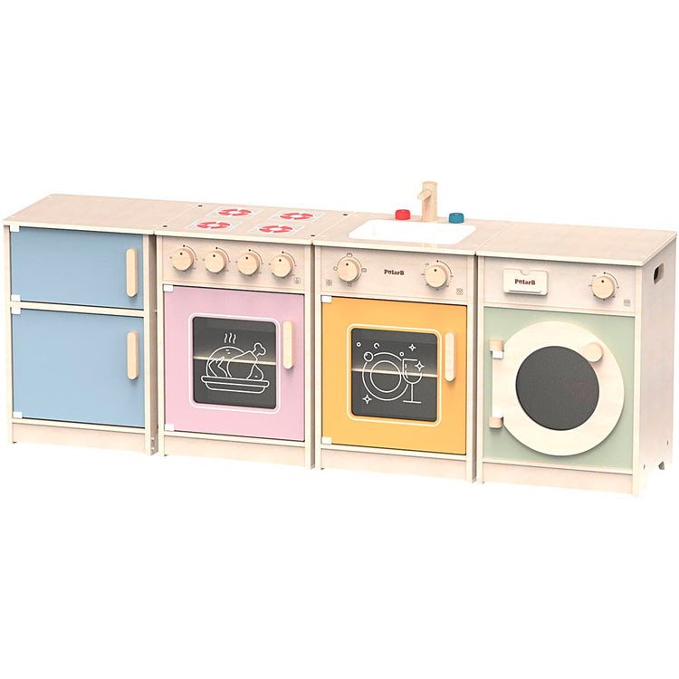 Viga mini cuisine ludique, h: 50(56,9) cm, l: 130 cm, l: 30 cm, 4 éléments 1 boîte