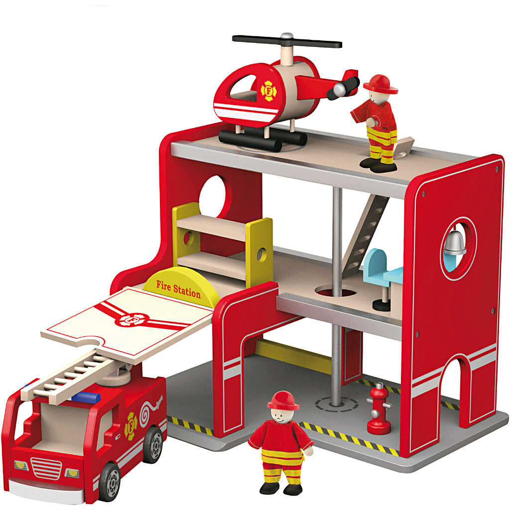Caserne de pompiers en bois Viga, dimensions 35x26x28 cm, 1 pièce