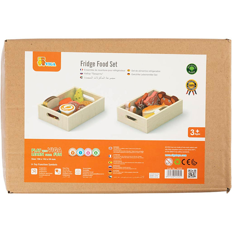 Viga jouet nourriture en bois, l: 30 cm, l: 22 cm, 17 pièces 1 boîte