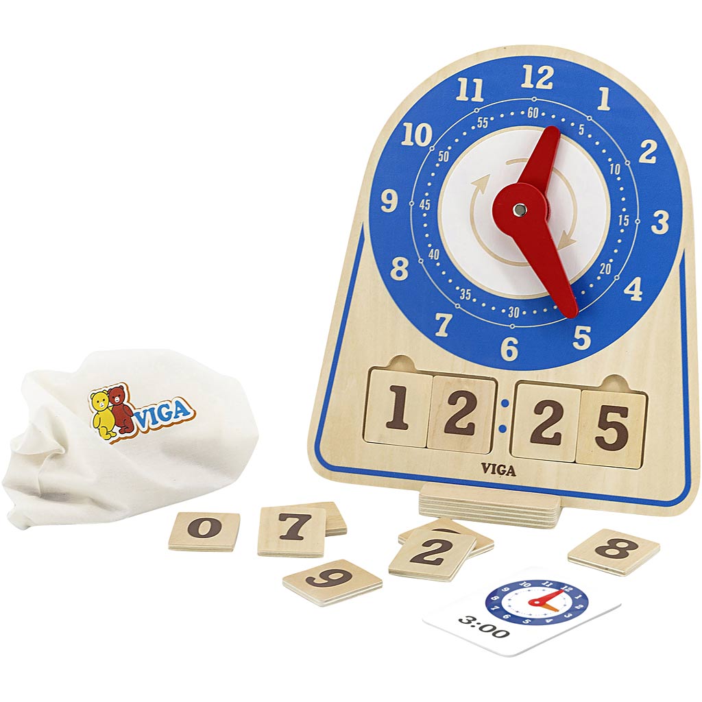 Horloge d'apprentissage Viga, h : 28 cm, l : 26 cm, l : 13, 1 pièce