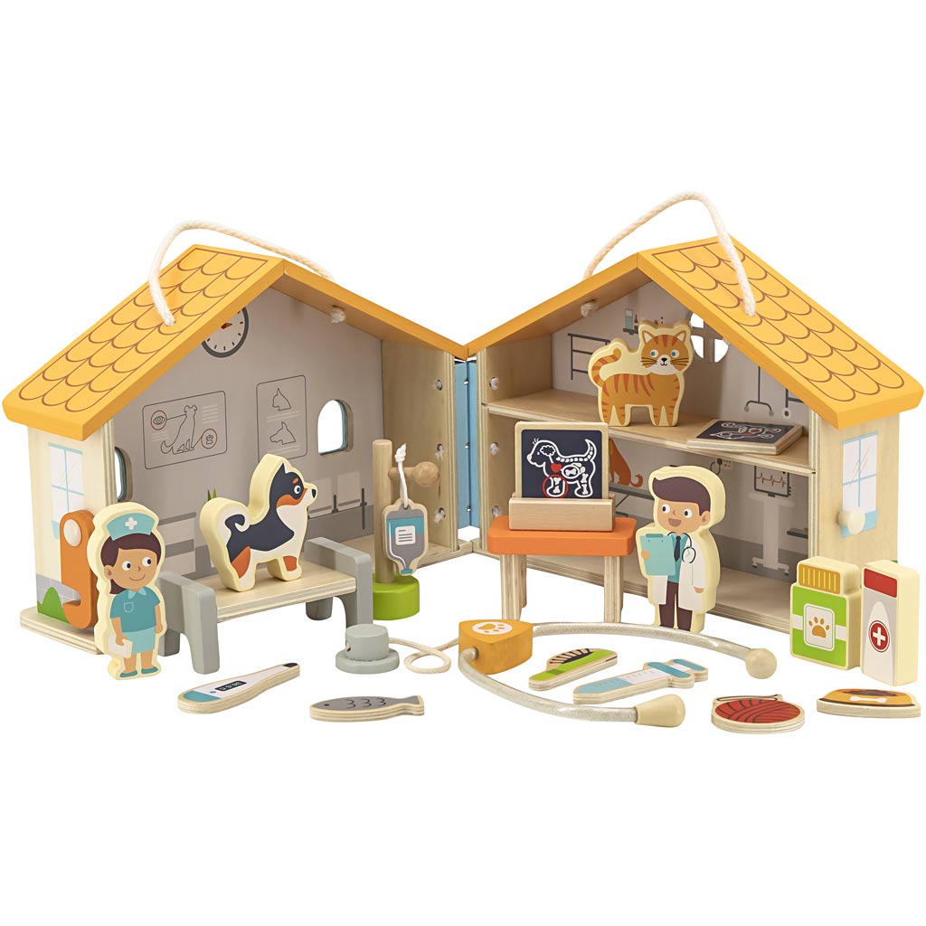 Hôpital vétérinaire Viga, h: 17 cm, l: 22 cm, l: 12 cm, 19 pièces 1 boîte