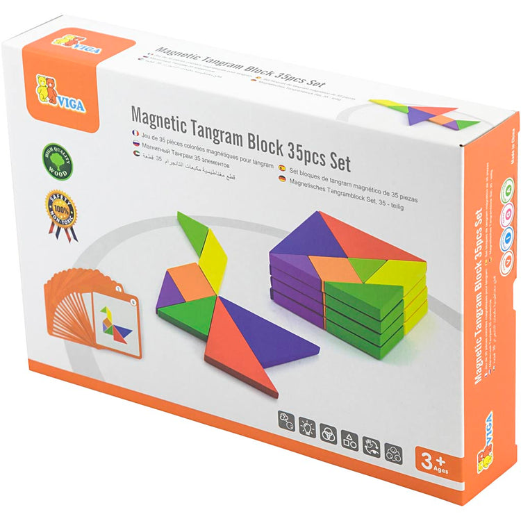Tangram magnétique Viga, h: 1 cm, l: 10 cm, l: 10 cm, 35 pièces 1 boîte