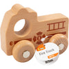 Voiture en bois Viga, camion de pompiers, h : 4,3 cm, l : 9 cm, l : 7,5 cm, 1 pièce