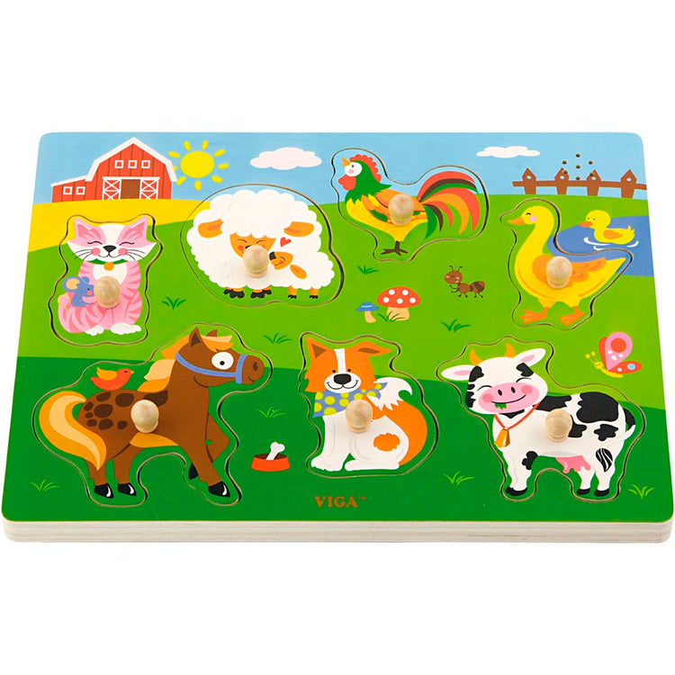 Viga puzzle en bois avec son, animaux de la ferme, dimensions 33x22,5x3 cm, 1 pièce