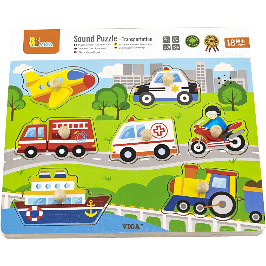 Viga puzzle en bois avec son, transport, dimensions 33x22,5x3 cm, 1 pièce