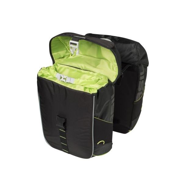 Basil Miles Double Bag - sacoche double étanche pour vélo, unisexe, sportive, noir-citron vert