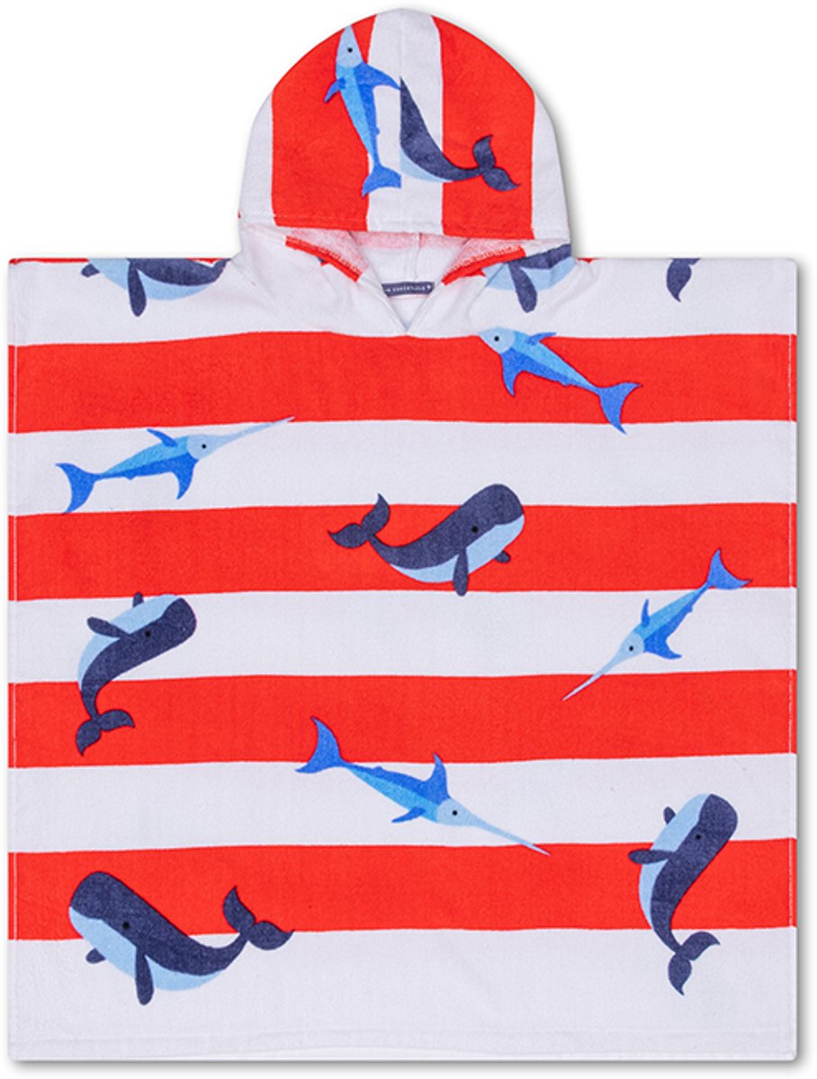 Rayures océaniques | Red White Beach Poncho 65 x 65 cm