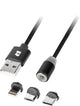 Série Rebel comp - câble USB magnétique 3-en-1 - iPhone; USB-C ; micro-usb
