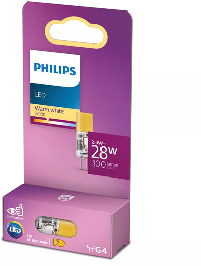 Capsule LED Philips économe en énergie transparente - 28 W - G4 - lumière blanc chaud - économisez sur les coûts énergétiques