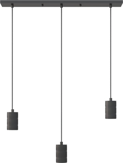 Plafonnier rétro Calex - 3x E27 - Lampe suspendue industrielle - Lampe suspendue 10 x 70 cm - Noir