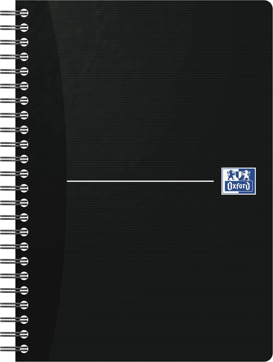 Bloc à spirales Oxford Smart noir - a5 - ligné - couverture souple - 90 feuilles