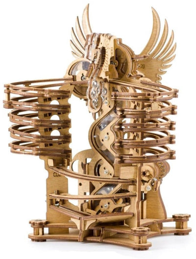 Geronimo Games idventure - Marble Run Dragon - Kit de construction de piste de billes - Bois - 260 pièces et 15 billes métalliques - Convient à partir de 14 ans -
