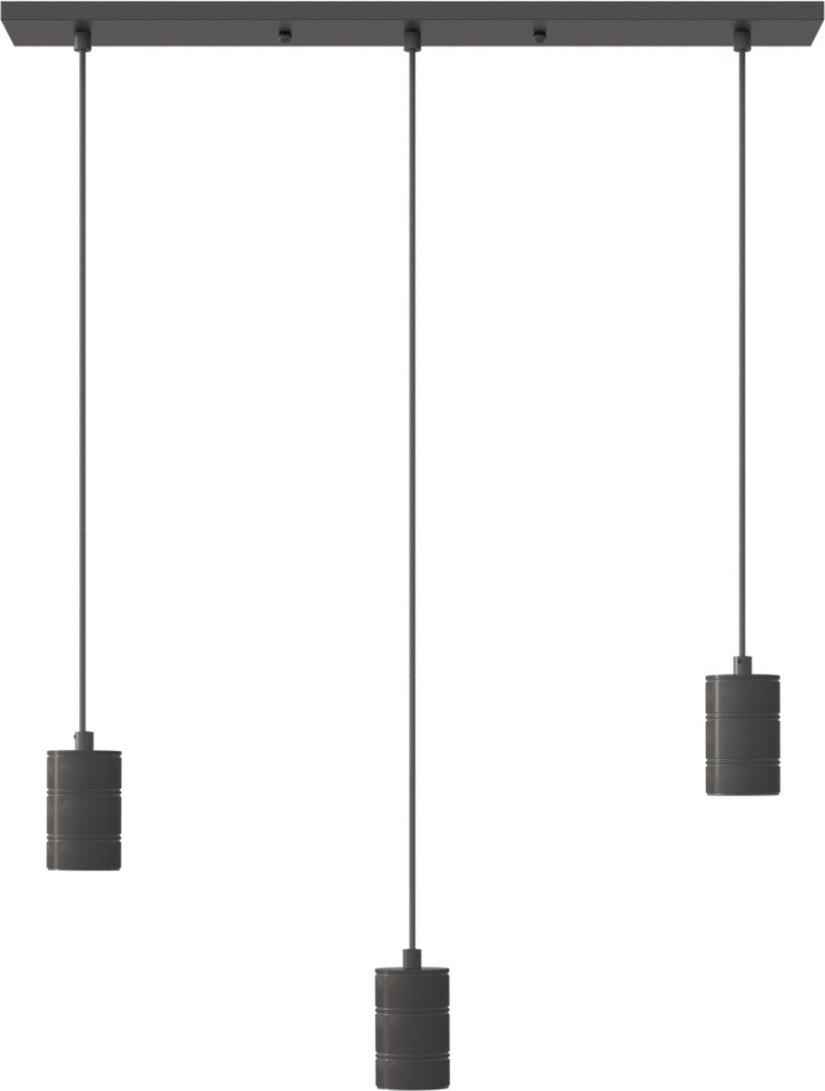 Plafonnier rétro Calex - 3x E27 - Lampe suspendue industrielle - Lampe suspendue 10 x 70 cm - Noir