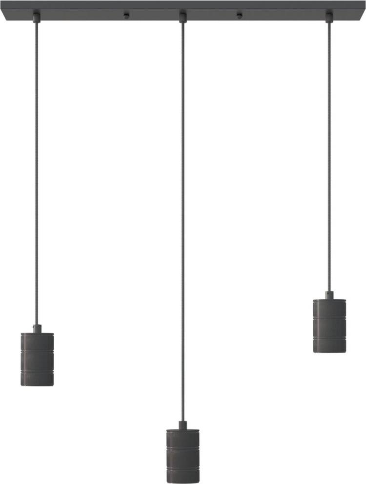Plafonnier rétro Calex - 3x E27 - Lampe suspendue industrielle - Lampe suspendue 10 x 70 cm - Noir