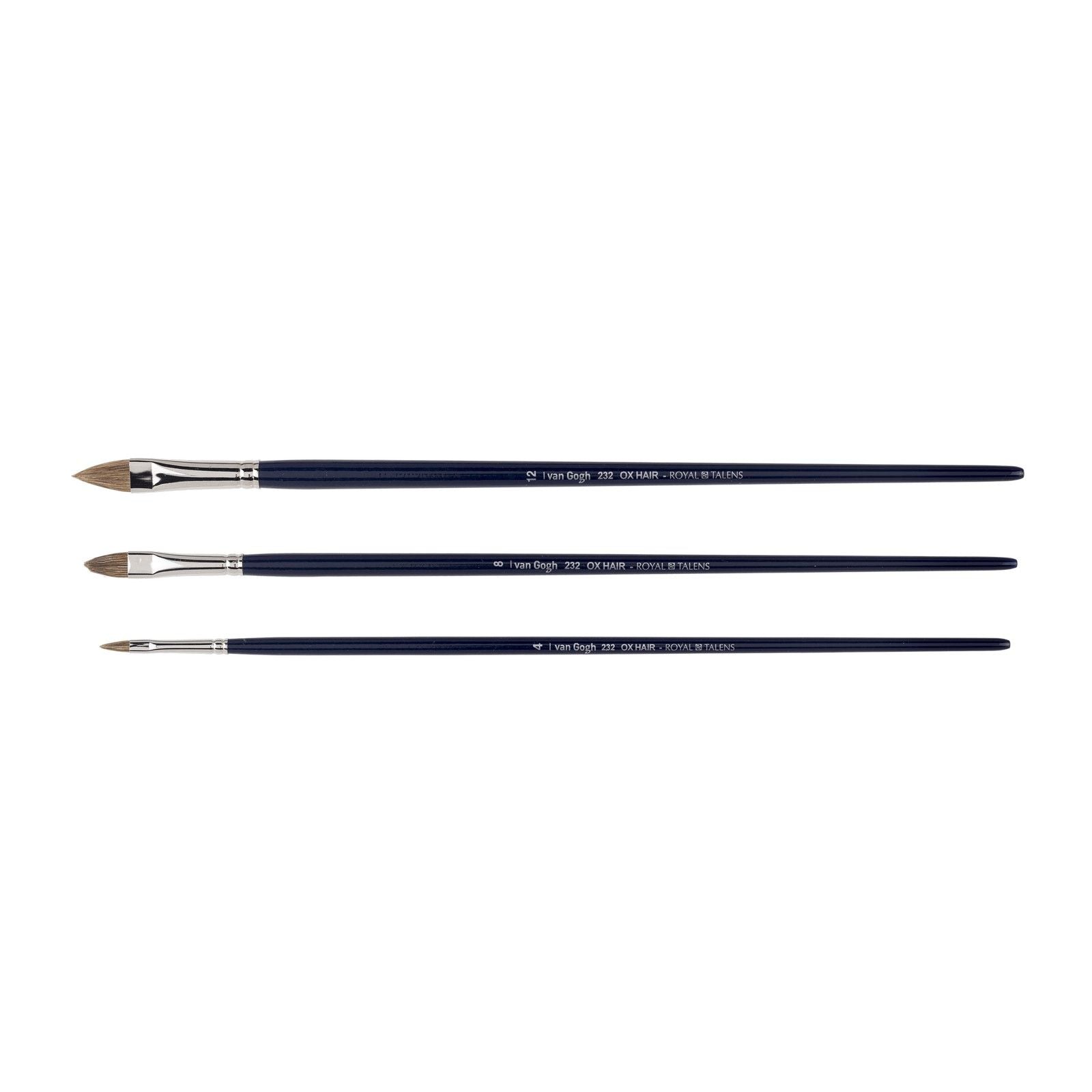 Van Gogh • pinceau pour peinture à l'huile et acrylique, jeu de 3 pièces, série 232 no. 4-8-12