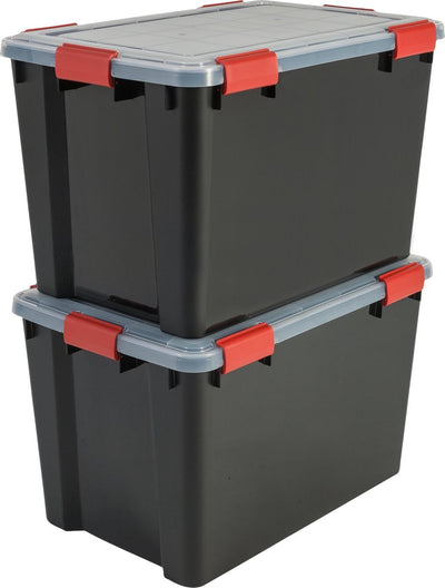 Boîte de conservation hermétique Iris - 70l - plastique - noir rouge - lot de 2
