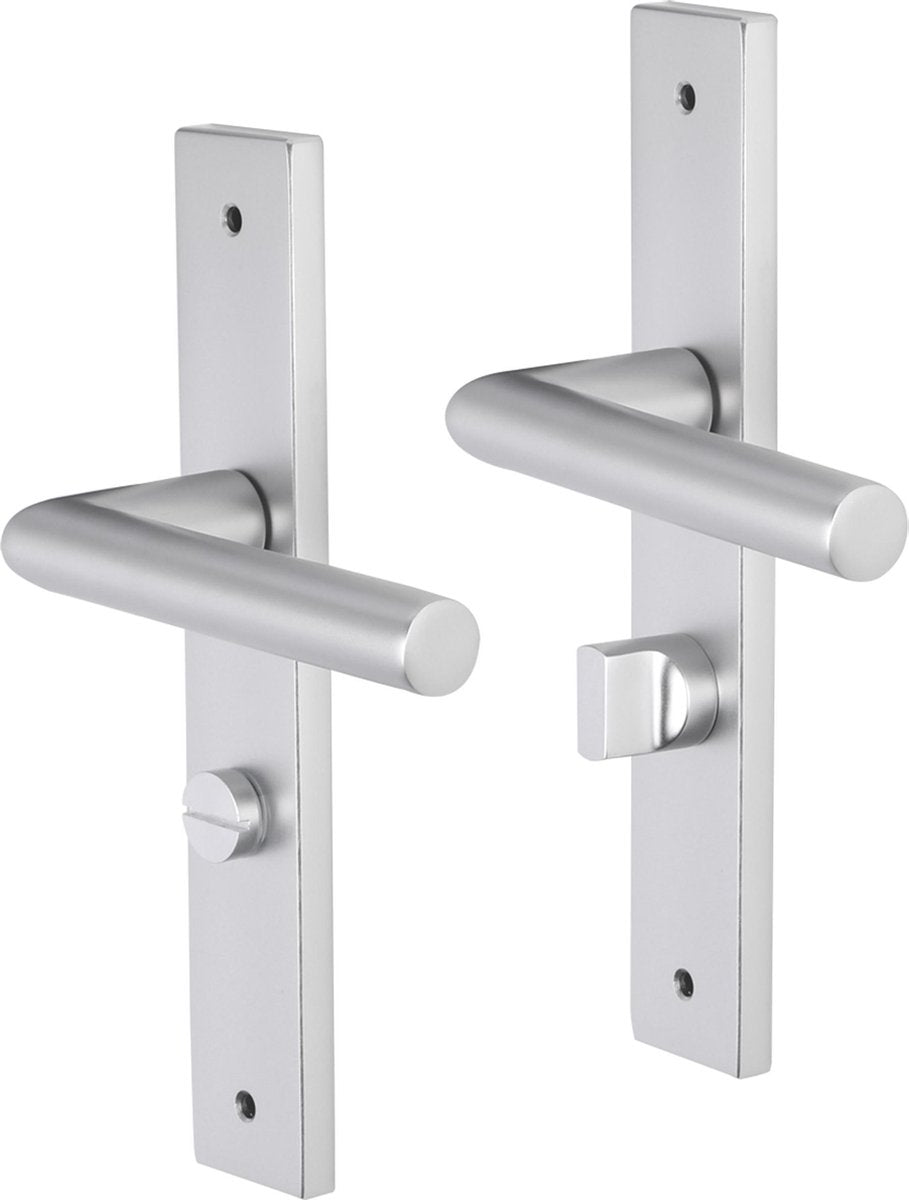 Poignée de porte Impresso - Londres - pour l'intérieur - bouclier de porte carré avec vis et serrure de toilette - aluminium - 2 pièces