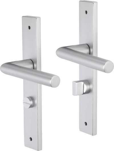Poignée de porte Impresso - Londres - pour l'intérieur - bouclier de porte carré avec vis et serrure de toilette - aluminium - 2 pièces