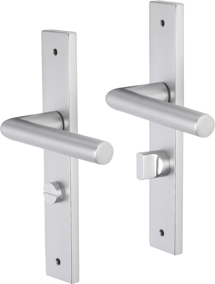 Poignée de porte Impresso - Londres - pour l'intérieur - bouclier de porte carré avec vis et serrure de toilette - aluminium - 2 pièces