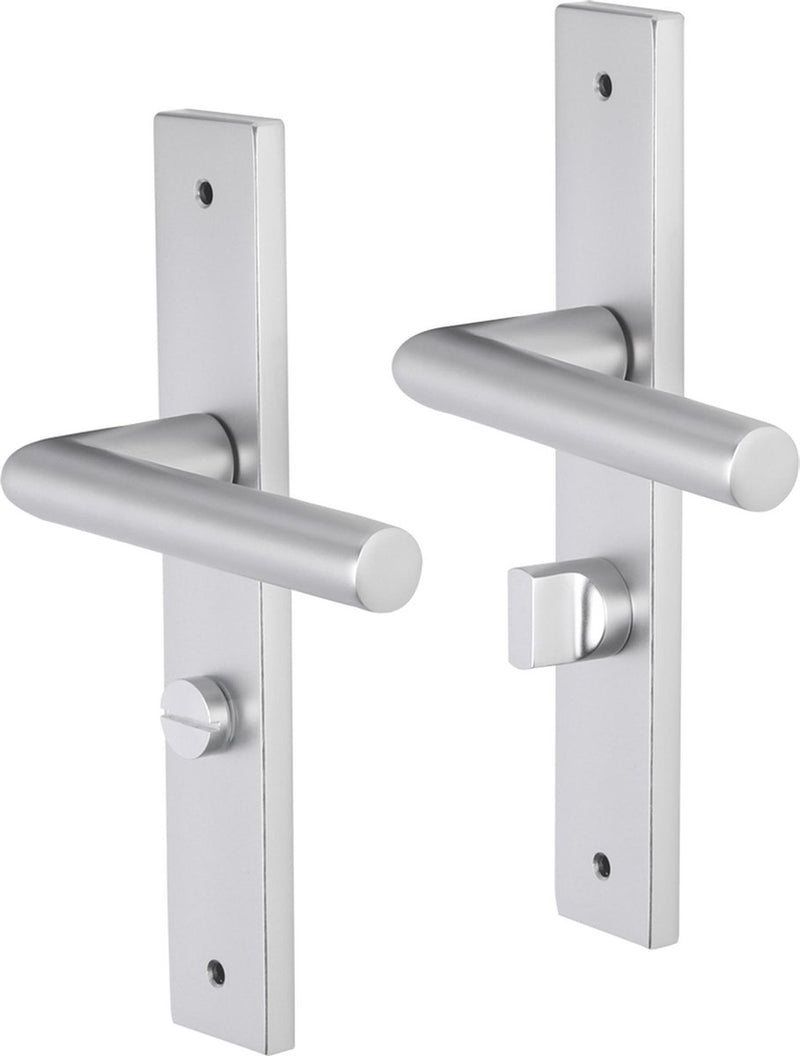 Poignée de porte Impresso - Londres - pour l'intérieur - bouclier de porte carré avec vis et serrure de toilette - aluminium - 2 pièces