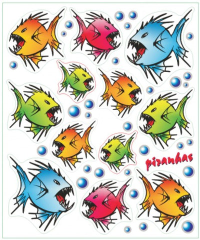 Jeu d'autocollants piranhas
