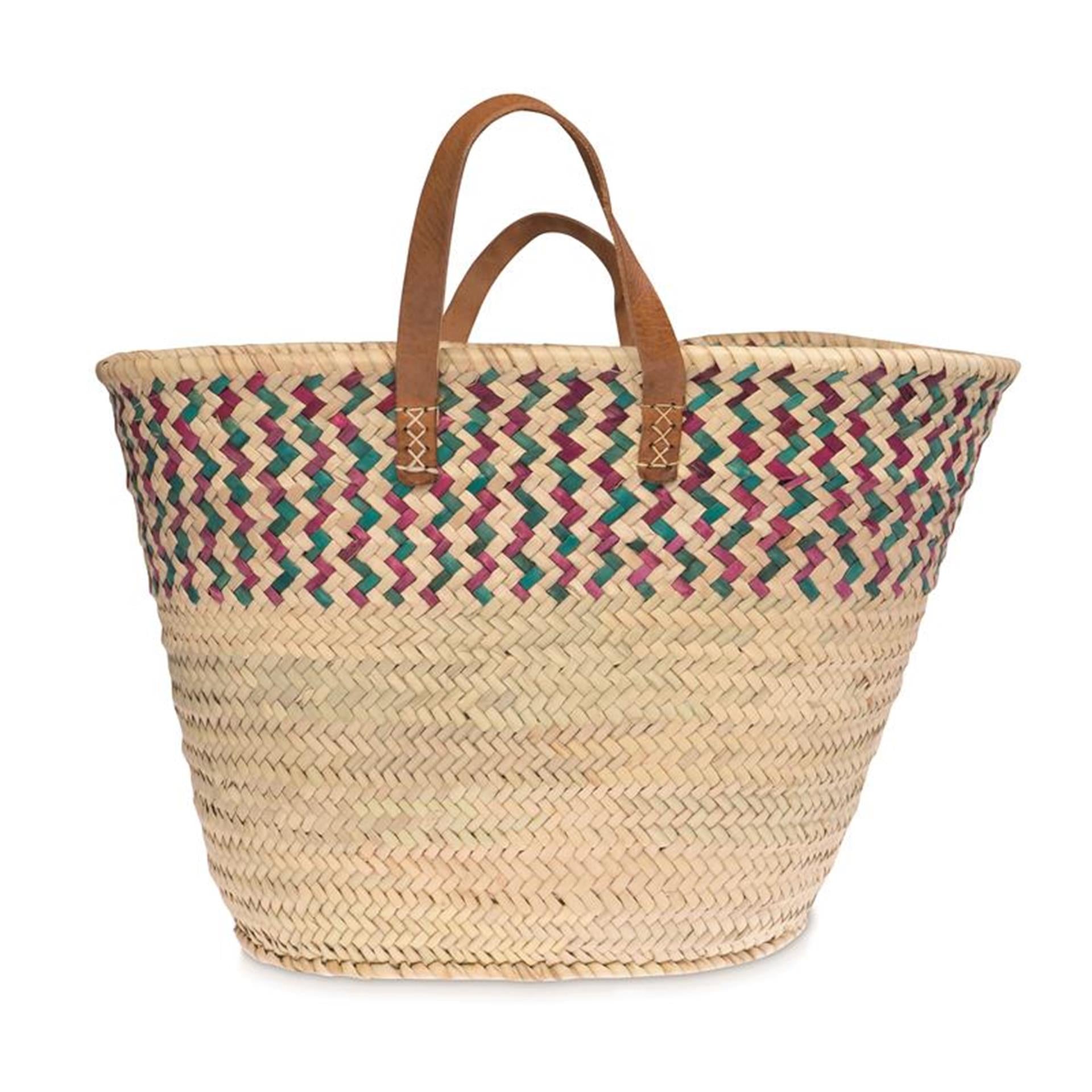 Sac en feuille de palmier Source Balance avec vannerie colorée