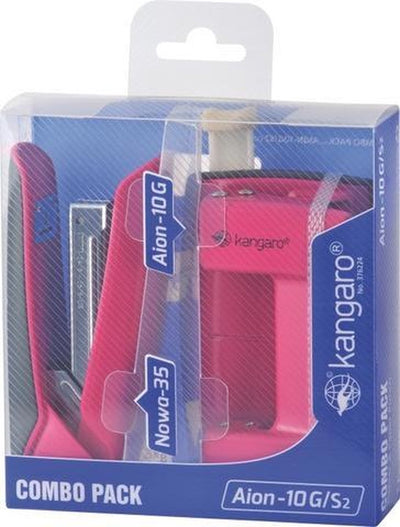 Pack combo perforatrice + agrafeuse Kangaro - rose - k-7203906