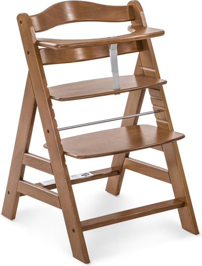 Chaise haute Hauck alpha+ - grandit de 6 mois à 90 kg - bois de hêtre certifié FSC® - noyer