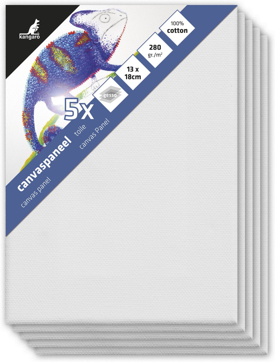 Panneau de toile Kangaro - 13x18 cm - 5 pièces - carton 3 mm - coton 280gr - 3x apprêté - k-801318