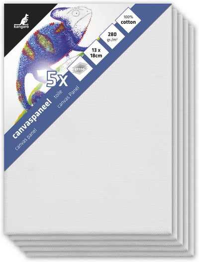 Panneau de toile Kangaro - 13x18 cm - 5 pièces - carton 3 mm - coton 280gr - 3x apprêté - k-801318