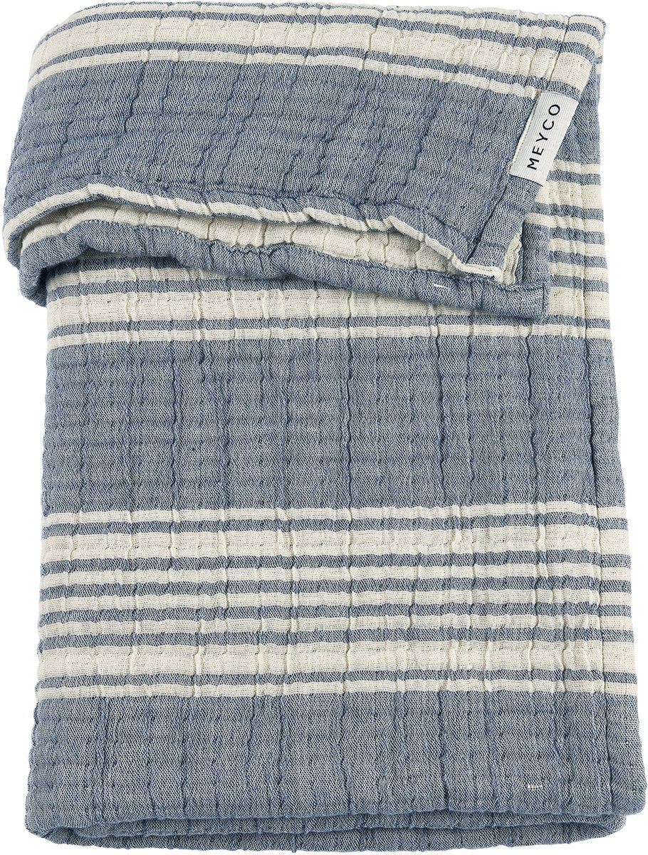 Couverture de berceau jacquard à rayures pour bébé Meyco - hydrophile prélavée - indigo - 75x100cm - 1,5 tog