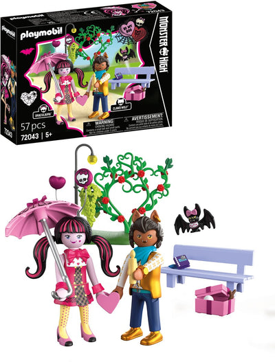 Playmobil Monster High date de la Saint-Valentin | Draculaura et Clawd avec banc de parc et accessoires | jouets pour enfants à partir de 5 ans | 72043