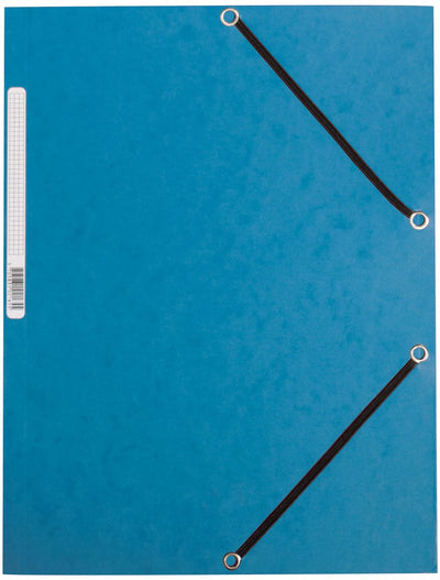 Chemise élasto Q-connect, a4, 3 rabats et élastiques, carton, bleu 10 pièces