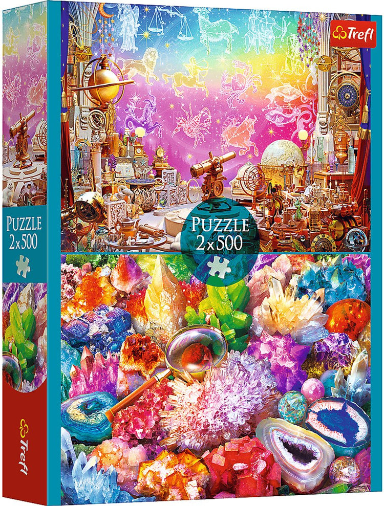 Trefl puzzle cosmos et cristaux 2x500 pièces - puzzle coloré et amusant.