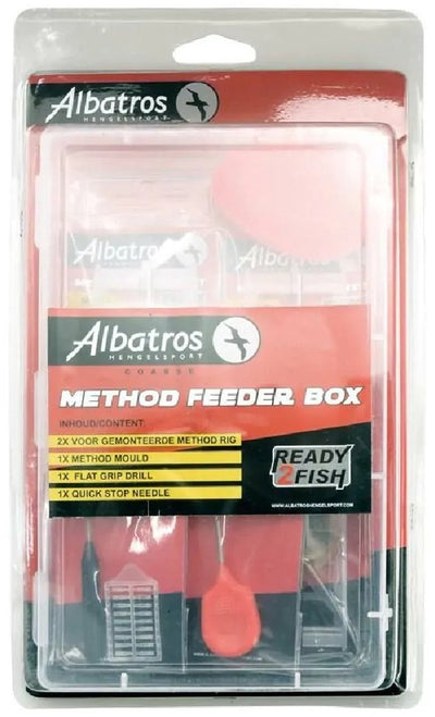 Boîte d'alimentation de méthode Albatros ready2fish - boîte de pêche complète avec mangeoires de méthode, gabarit et outils