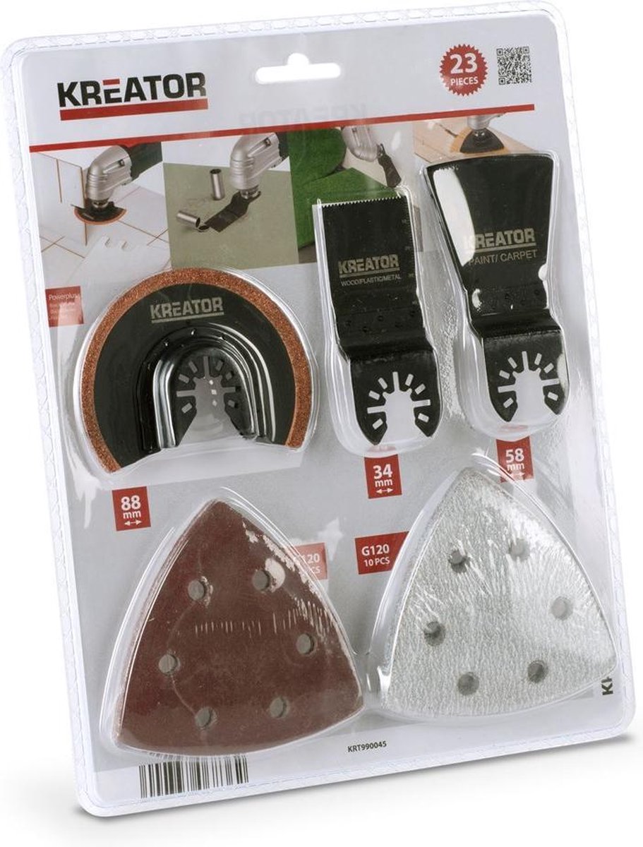 Kreator krt990045 ensemble d'accessoires multi-outils - oscillant - 23 pièces