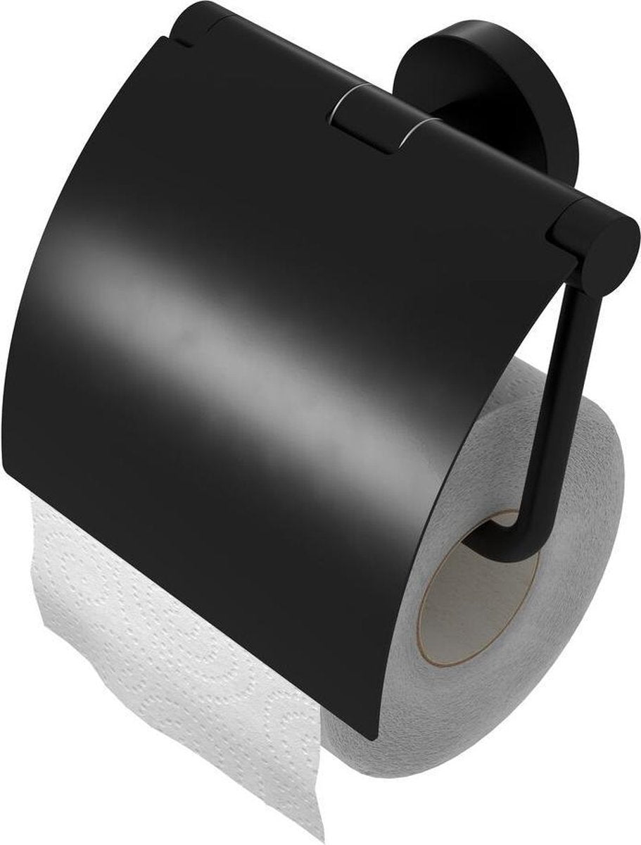 Porte-rouleau de papier toilette Geesa nemox avec rabat - noir