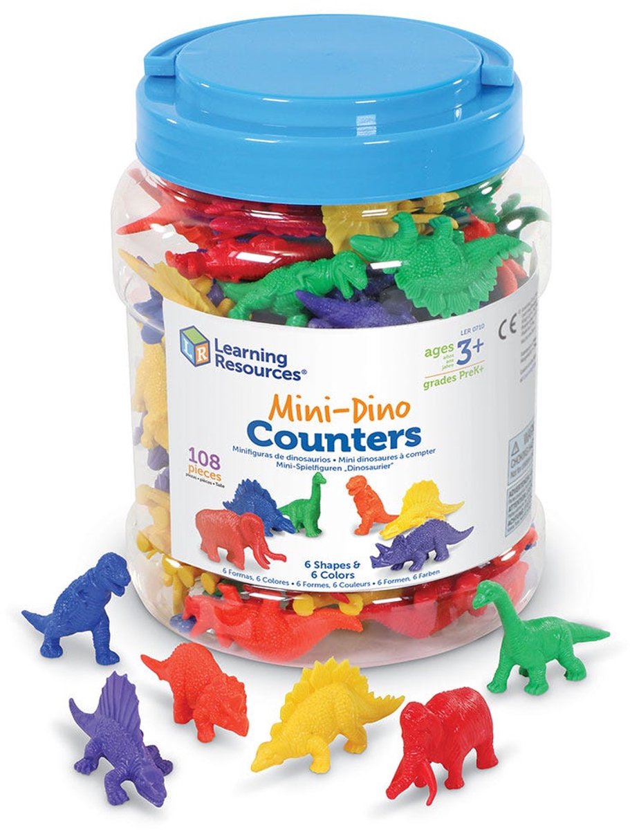 Ressources d'apprentissage mini compteurs de dinosaures (ensemble de 108) - 1+
