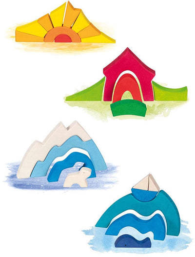 Goki Wooden Blooding Blocs Small Polar Bear, 22dlg.