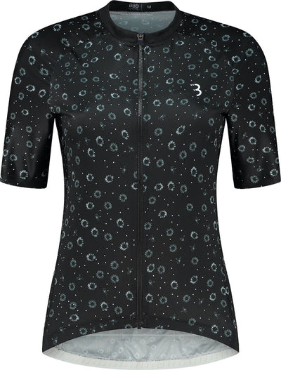 Bbb cycling donnafit r - chemise de cyclisme durable manches courtes femme - 15-25 °c - chemise respirante VTT et cyclisme - 3 poches arrière - noir fleuri