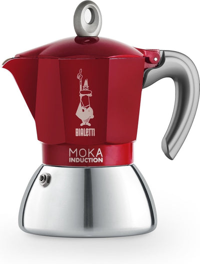 Bialetti moka percolateur à induction 4 tasses rouge – machine à expresso – compatible induction – aluminium inox