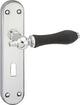 Poignée de porte Impresso - bracknell - pour l'intérieur - bouclier de porte ovale avec vis et trou de serrure - chrome - noir - 2 pièces