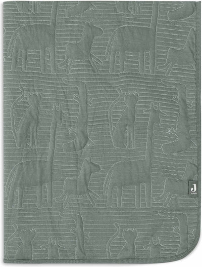 Jollein - couverture de berceau 100x150cm - couverture bébé - jungle jambo cendre vert laurier