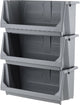 Bac de rangement empilable Iris – ouvert sur le devant – empilable – gris – lot de 3