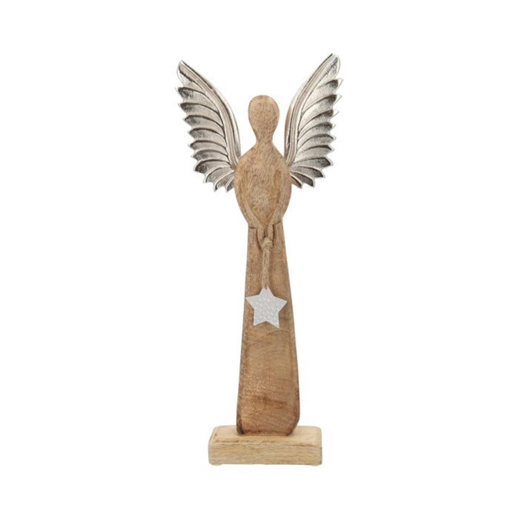 Hbx statue vivante naturelle ange bois de manguier 12x6x34cm