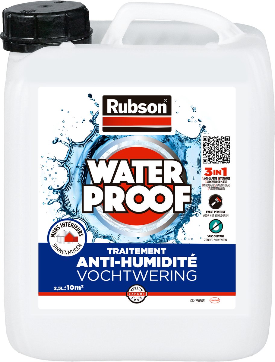 Anti-humidité Rubson - Parois intérieures Pichet 2,5l | murs de traitement imperméables | mouillé à l'intérieur | incolore