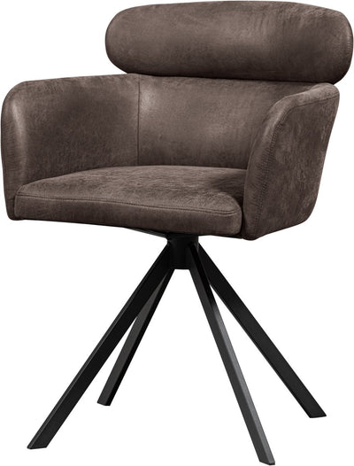 Woood chaise de salle à manger pivotante fenne - cuir artificiel - gris noir